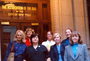 Moderators Frances Carlisle, Esq. Carol Epstein, Esq. and Christine MacMurray, Esq. for ABCNY Conference on Horse Protection
    and speakers, Cathleen Doyle, Susan Wagner, Christine Berry.
    Also pictured is Bonnie Stoehn of Filly Project.